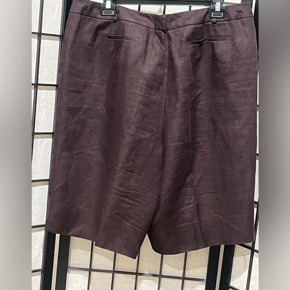 Talbots Chocolate IRISH Linen VINTAGE BERMUDA UTILITY SHORTS, WOMEN SIZE 18 - Picture 4 of 13